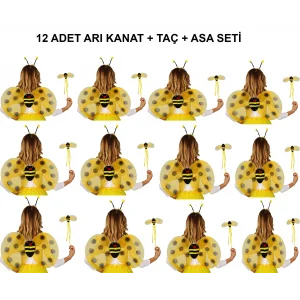 Okul Gösterileri için Arı Seti 12 Adet - Taç, Kanat, Asa