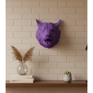 Özel Seri Mor Kurt Duvar Süsü Hediyelik Dekoratif Asılabilir Heykel