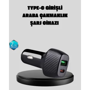 PD Destekli 38W Araç Şarj Başlığı Type-C + USB Çift Çıkış Hızlı Şarj