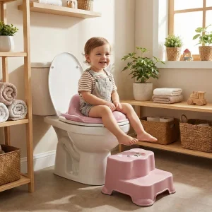 Pembe Kulplu Çocuk Klozet Adaptörü