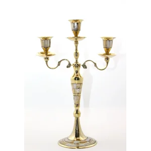 Pirinç Sedefli 3lü Şamdan Model 1