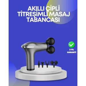 Portatif Şarjlı Masaj Tabancası 4 Başlık Derin Doku Masaj Aleti