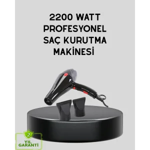 Profesyonel 2200W Fön Makinesi – AC Motorlu, Hızlı Kurutma, Hafif Tasarım