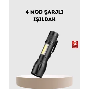 Profesyonel 4 Modlu Şarjlı El Feneri | 1300 mAh Batarya | Cree LED Teknolojisi