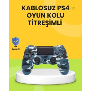 PS4 Uyumlu Kablosuz Oyun Kolu Ergonomik Çift Titreşimli
