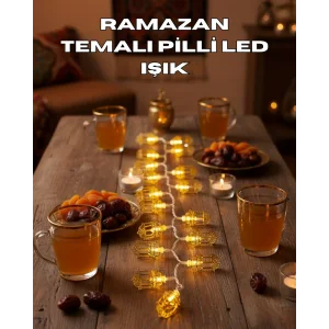 Ramazan Işıkları Pilli Altın Fener Tasarımlı Dekoratif LED Aydınlatma