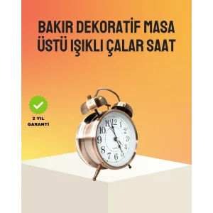 Retro Tarz Bronz Dekoratif Masa Saati Metal Gövde Yüksek Sesli Alarm