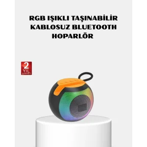 RGB Işıklı Bluetooth Hoparlör – 360° Stereo Ses ve 8 Saat Çalma Süresi