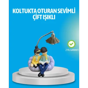 Romantik Çift Figürlü Okuyan Çift Masa Lambası Dekoratif LED Aydınlatma