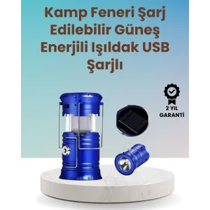 Şarj Edilebilir Güneş Enerjili Kızaklı Kamp Feneri – USB Çıkışlı, Katlanabilir, Dayanıklı ve Çok Fonksiyonlu