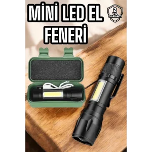 Şarjlı Metal Zoomlu El Feneri Işıldak Led Işık Taşınabilir El Lambası