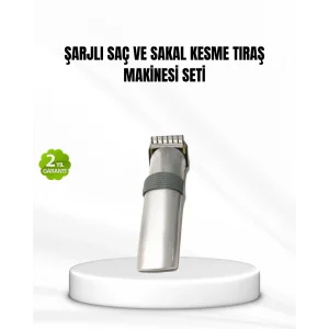 Şarjlı Saç ve Sakal Kesme Makinesi – Paslanmaz Çelik Bıçak, Ayarlanabilir Başlık