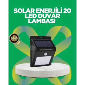 Solar Enerjili 20 LED Hareket Sensörlü Duvar Lambası