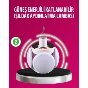 Solar ve USB Şarjlı Su Geçirmez Katlanabilir LED Lamba