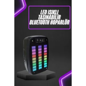 Taşınabilir 6.5 inç LED Bluetooth Kareoke Hoparlör RGB Işıklı Radyolu