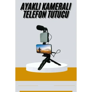 Tripod Telefon Tutucu Kumandalı Mikrofon Led Işık Vlog Video Kayıt
