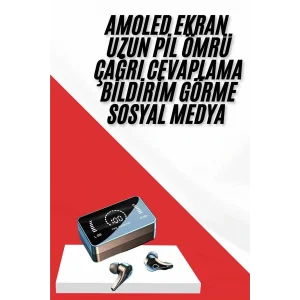 TWS Bluetooth Kulaklık Aynalı Kulaklık Dijital Göstergeli Dokunmatik Kontrol