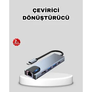 Type-C Çoklu Dönüştürücü – Alüminyum Gövde, Hızlı Veri Aktarımı ve Şarj Desteği