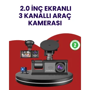 Üç Kameralı Araç Kamerası | Full HD 1080P Ön + HD İç/Arka