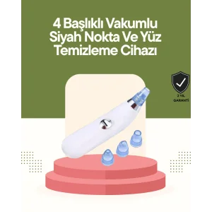 USB Destekli 4 Başlıklı Siyah Nokta Vakum Cihazı – Gözenek Temizleyici ve Cilt Yenileyici Bakım Aleti
