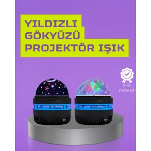 USB’li Yıldız Projektör Lamba – Döner Galaxy Işık Şovu, Çocuk ve Yetişkin Uyku Lambası
