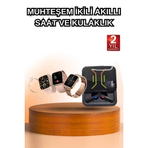Wireless Şarjlı Akıllı Saat ve Dijital Göstergeli Kablosuz Bluetooth Kulaklık Nabız Ölçer