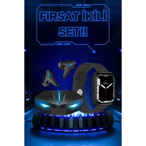 Yeni Nesil Akıllı Saat ve Kablosuz Kulaklık Kampanyası İkili Set Bluetooth Bağlantılı