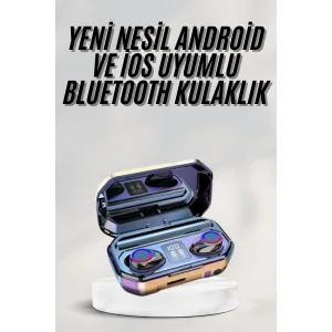 Yeni Nesil Bluetooth Kulaklık Uzun Pil Ömrü El Fenerli Dijital Şarj Göstergeli