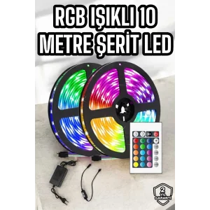 Yeni Nesil RGB Işıklı 10Metre Şerit Led Kumandalı Şarj Edilebilir