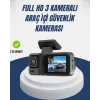 1080P Üç Kameralı Araç Kamerası Wi-Fi Destekli Park Modu ve G-Sensörlü