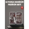 12 Parça Paslanmaz Çelik Kompakt ve Taşınabilir Manikür Makası Tırnak Makası