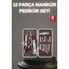 12 Parça Paslanmaz Çelik Kompakt ve Taşınabilir Manikür Makası Tırnak Makası