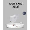 120W Süper Hızlı Şarj Adaptörü – Type-C Kablo Dahil, Yüksek Voltaj Korumalı