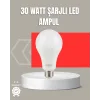 30W Şarjlı LED Ampul E27 Duy %80 Enerji Tasarruflu Soğuk Beyaz