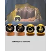 3D Geyik Desenli Kristal Küre USB Işıklı Ahşap Tabanlı Oda Lambası