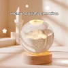 3D Yağmur Bulutu Desenli Kristal Top USB Gece Lambası Ahşap Tabanlı Dekoratif Lamba