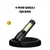 4 Mod Şarjlı Işıldak | Ultra Güçlü Cree LED | Su Geçirmez Alüminyum Gövde