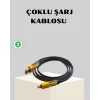 65W Çoklu Şarj Kablosu 4’ü 1 Arada Örgülü Hızlı Veri Aktarım USB-C USB-A