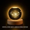 Ahşap Standlı LED Kristal Küre Lazer İşlemeli Dekoratif Obje