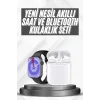 Akıllı Saat Gümüş Kasa Bluetooth Kulaklık Hediyeli Çok Fonksiyonlu İkili Set