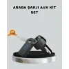 AUX Bluetooth Adaptör ve 38W Hızlı Araç Şarj Cihazı Seti
