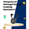 Bluetooth 5.3 Kablosuz Kulaklık 30mm Sürücü LED Ekranlı Mikrofonlu