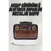 Bluetooth Hoparlör Ahşap Renk Vintage Işıklı Nostaljik Radyo Fm Ahşap Görünümlü