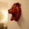 Dekoratif Asılabilir Aslan Başı 3D Duvar Heykeli Gold Red 20x21 cm