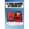 Deri Çantalı Siyah Paslanmaz Çelik 17 Parça Manikür Pedikür Seti