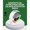 Dijital Saatli Kablosuz Şarj Destekli RGB LED Işıklı Bluetooth Ses Sistemi