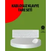Kablosuz Klavye Mouse Seti Beyaz Q Klavye Tüm Cihazlara Uyumlu