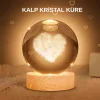 Kalpli Işıklı Cam Küre Ahşap Standlı Dekoratif Gece Lambası