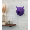 Mor Renk 3D Kurt Başı Duvar Dekoru Asılabilir Maskot Heykel 25x19 cm