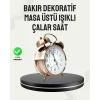 Nostaljik Büyük Boy Metal Masa Saati Bronz Kaplama ve Yüksek Sesli Alarm